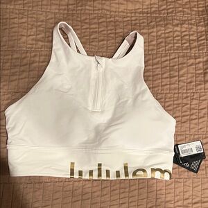NWT lululemon athletica White and Gold Sports Bra